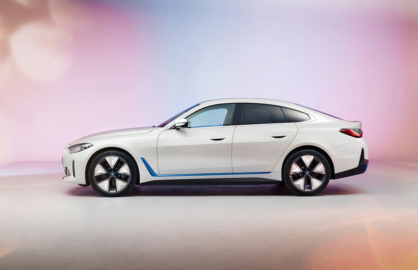 BMW i4 electric saloon exterior side